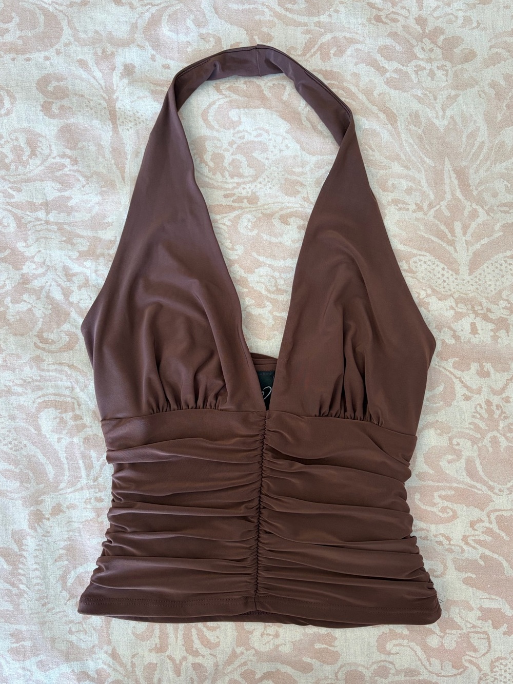 Windsor Brown Ruched Halter Top
